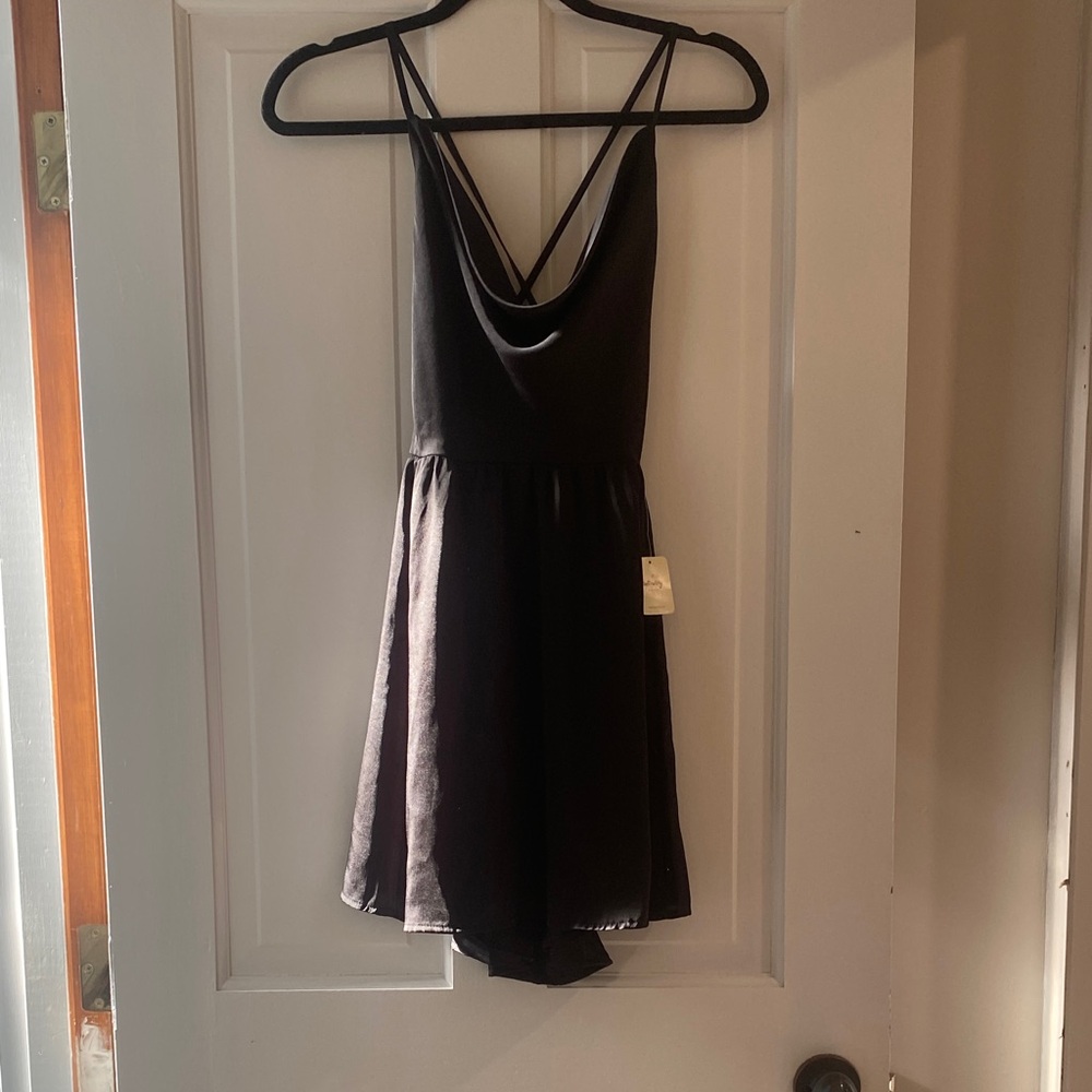 Free People Black Cowl Neck Slip Dress